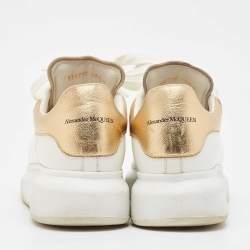 Alexander McQueen White/Gold Leather Oversized Sneakers Size 39.5