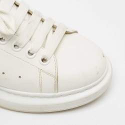 Alexander McQueen White/Gold Leather Oversized Sneakers Size 39.5