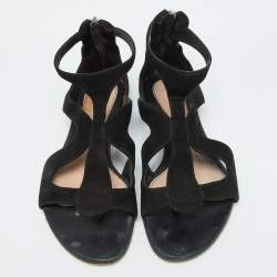 Alexander McQueen Black Suede Flat Sandals Size 38