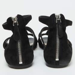 Alexander McQueen Black Suede Flat Sandals Size 38