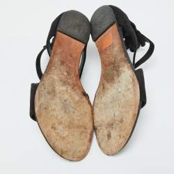 Alexander McQueen Black Suede Flat Sandals Size 38