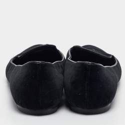 Pre Owned Alexander McQueen Black Velvet Skull Embroidered Smoking Slippers Size 40