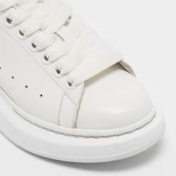Pre Owned Alexander McQueen White/Gold Leather Larry Sneakers Size 35