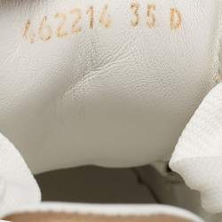 Pre Owned Alexander McQueen White/Gold Leather Larry Sneakers Size 35