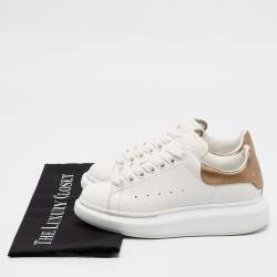 Pre Owned Alexander McQueen White/Gold Leather Larry Sneakers Size 35