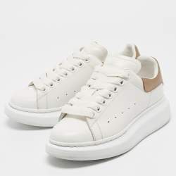 Pre Owned Alexander McQueen White/Gold Leather Larry Sneakers Size 35