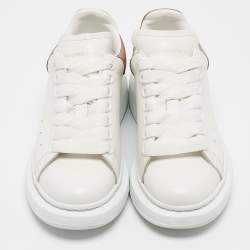Pre Owned Alexander McQueen White/Gold Leather Larry Sneakers Size 35