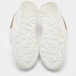 Pre Owned Alexander McQueen White/Gold Leather Larry Sneakers Size 35