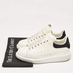 Alexander McQueen White Leather and Suede Oversized Lace Up Sneakers Size 38.5