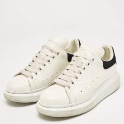 Alexander McQueen White Leather and Suede Oversized Lace Up Sneakers Size 38.5