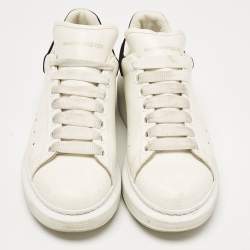 Alexander McQueen White Leather and Suede Oversized Lace Up Sneakers Size 38.5