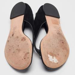 Pre Owned Alexander McQueen Black Leather and Suede Skull Flat Sandals Size 40