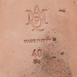 Pre Owned Alexander McQueen Black Leather and Suede Skull Flat Sandals Size 40