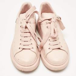 Pre Owned Alexander McQueen Pink Leather Oversized Low Top Sneakers Size 38