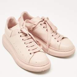 Pre Owned Alexander McQueen Pink Leather Oversized Low Top Sneakers Size 38
