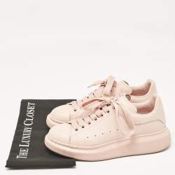 Pre Owned Alexander McQueen Pink Leather Oversized Low Top Sneakers Size 38