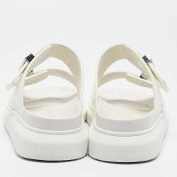 Pre Owned Alexander McQueen White Rubber Hybrid Chelsea Flat Sandals Size 37.5