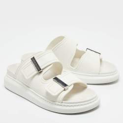 Pre Owned Alexander McQueen White Rubber Hybrid Chelsea Flat Sandals Size 37.5