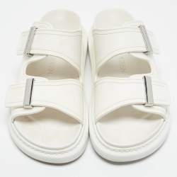 Pre Owned Alexander McQueen White Rubber Hybrid Chelsea Flat Sandals Size 37.5