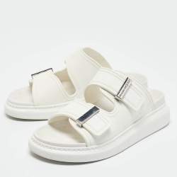 Pre Owned Alexander McQueen White Rubber Hybrid Chelsea Flat Sandals Size 37.5