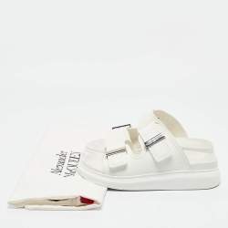 Pre Owned Alexander McQueen White Rubber Hybrid Chelsea Flat Sandals Size 37.5