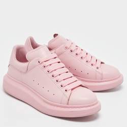 Pre Owned Alexander McQueen Pink Leather Oversized Runner Low Top Sneakers Size 40