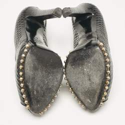 Pre Owned Alexander McQueen Black Patent Leather Skull Embellished Platform Pumps Size 41