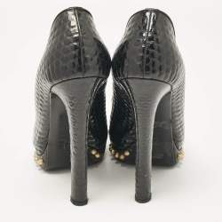 Pre Owned Alexander McQueen Black Patent Leather Skull Embellished Platform Pumps Size 41