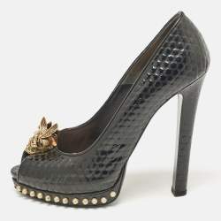 Alexander McQueen Green Suede Crystal Embellished Skull