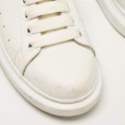 Pre Owned Alexander McQueen White Leather and Snakeskin Effect Oversized Sneakers Size 40