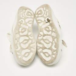 Pre Owned Alexander McQueen White Leather and Snakeskin Effect Oversized Sneakers Size 40