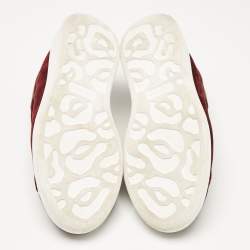 Alexander McQueen Burgundy Velvet and Snakeskin Effect Oversized Sneakers Size 40.5