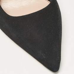 Alexander McQueen Black Suede Crystal Embellished Slingback Pumps Size 39