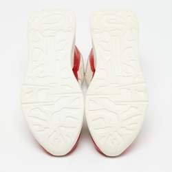 Alexander McQueen White/Red Leather And Mesh Oversized Runner Low Top Sneakers Size 38