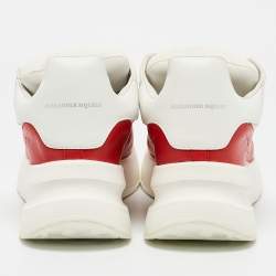 Alexander McQueen White/Red Leather And Mesh Oversized Runner Low Top Sneakers Size 38