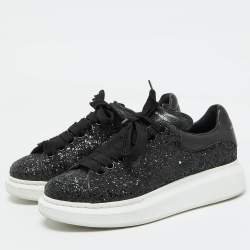 Pre Owned Alexander McQueen Black Glitter Oversized Sneakers Size 39.5
