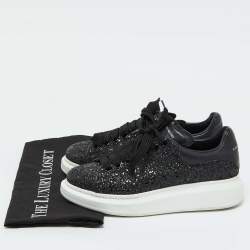 Pre Owned Alexander McQueen Black Glitter Oversized Sneakers Size 39.5
