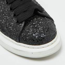 Pre Owned Alexander McQueen Black Glitter Oversized Sneakers Size 39.5