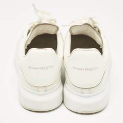 Pre Owned Alexander McQueen White Leather Oversized Lace Up Sneakers Size 39