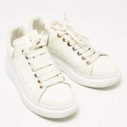 Pre Owned Alexander McQueen White Leather Oversized Lace Up Sneakers Size 39