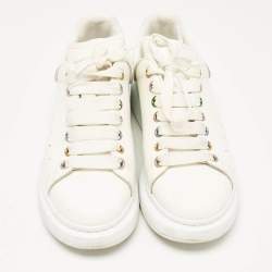 Pre Owned Alexander McQueen White Leather Oversized Lace Up Sneakers Size 39