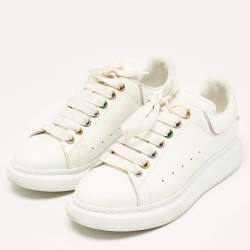 Pre Owned Alexander McQueen White Leather Oversized Lace Up Sneakers Size 39