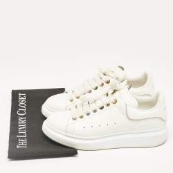 Pre Owned Alexander McQueen White Leather Oversized Lace Up Sneakers Size 39
