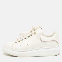 Pre Owned Alexander McQueen White Leather Oversized Lace Up Sneakers Size 39