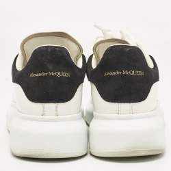 Alexander McQueen Black/White Leather and Suede Oversized Lace Up Sneakers Size 38