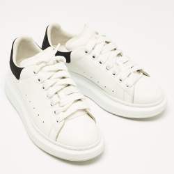 Alexander McQueen Black/White Leather and Suede Oversized Lace Up Sneakers Size 38