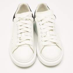 Alexander McQueen Black/White Leather and Suede Oversized Lace Up Sneakers Size 38