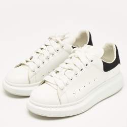 Alexander McQueen Black/White Leather and Suede Oversized Lace Up Sneakers Size 38