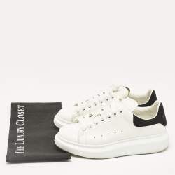 Alexander McQueen Black/White Leather and Suede Oversized Lace Up Sneakers Size 38