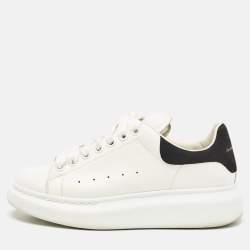 Alexander McQueen Black/White Leather and Suede Oversized Lace Up Sneakers Size 38